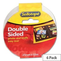 Sellotape Double Sided Sticky Tapes 25mm x 33m Pack 6