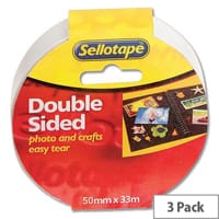 Sellotape Double Sided Sticky Tapes 50mm x 33m Pack 3