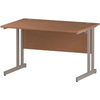 Impulse Rectangular Office Desk W1200xD800xH730mm Silver Double Cantilever Legs Beech Top