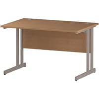 Impulse Rectangular Office Desk W1200xD800xH730mm Silver Double Cantilever Legs Oak Top