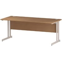 Impulse Rectangular Office Desk W1800xD800xH730mm White Double Cantilever Legs Oak Top