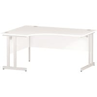 Impulse L-Shaped Corner Left Hand Double Cantilever White Leg Office Desk White W1600mm