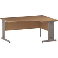 Impulse L-Shaped Right Hand Office Desk W1600xD1200/800xH730mm Silver Cable Managed Legs Oak Top