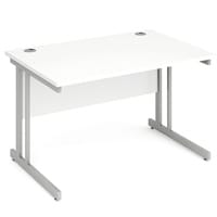 Impulse Rectangular Office Desk W1400xD800xH730mm Silver Double Cantilever Legs White Top