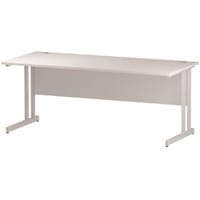 Impulse Rectangular Office Desk W1800xD800xH730mm White Double Cantilever Legs White Top