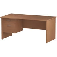Impulse Rectangular Office Desk W1600xD800xH730mm Panel End Legs Beech - Supplied With Matching 2-Drawer Fixed Pedestal