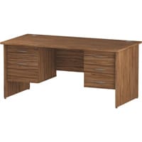 Impulse Rectangular Office Desk W1600xD800xH730mm Panel End Legs Walnut - Supplied With Matching 2 & 3-Drawer Fixed Pedestals