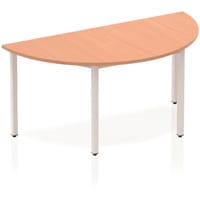 Impulse Modular Semi-Circular Table Beech with Silver Box Frame W1600xD800mm