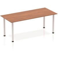 Impulse Modular Rectangular Table Walnut with Silver Tubular Steel Frame W1800xD800mm