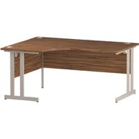 Impulse L-Shaped Corner Left Hand Double Cantilever White Leg Office Desk Walnut W1600mm