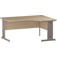 Impulse L-Shaped Right Hand Office Desk W1600xD1200/800xH730mm Silver Cable Managed Legs Maple Top