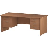 Impulse Rectangular Office Desk W1800xD800xH730mm Panel End Legs Beech - Supplied With Matching 2 & 3-Drawer Fixed Pedestals