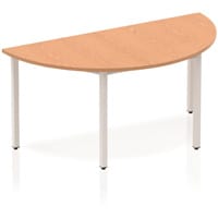 Impulse Modular Semi-Circular Table Oak with Silver Box Frame W1600xD800mm