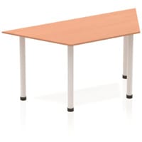 Impulse Modular Trapezodial Table Beech with Silver Tubular Steel Frame W1600xD800mm