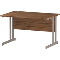 Impulse Rectangular Office Desk W1200xD800xH730mm Silver Double Cantilever Legs Walnut Top