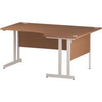 Impulse L-Shaped Corner Right Hand Double Cantilever White Leg Office Desk Beech W1600mm