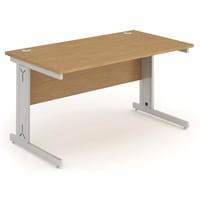 Impulse Rectangular Office Desk W1600xD800xH730mm Silver Cable Managed Legs Oak Top