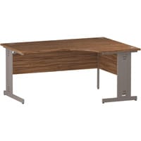 Impulse L-Shaped Corner Right Hand Cable Managed Silver Leg Office Desk Walnut W1600mm