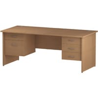 Impulse Rectangular Office Desk W1800xD800xH730mm Panel End Legs Oak - Supplied With Matching 2 & 3-Drawer Fixed Pedestals