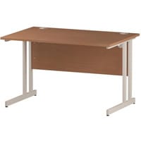 Impulse Rectangular Office Desk W1200xD800xH730mm White Double Cantilever Legs Beech Top