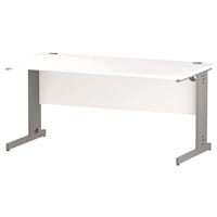 Impulse Rectangular Office Desk W1600xD800xH730mm Silver Cable Managed Legs White Top