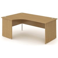 Impulse L-Shaped Left Hand Office Desk W1800xD1200/800xH730mm Panel End Legs Oak