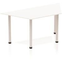 Impulse Modular Trapezodial Table White with Silver Tubular Steel Frame W1600xD800mm