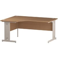 Impulse L-Shaped Corner Left Hand Cable Managed White Leg Office Desk Oak W1600mm