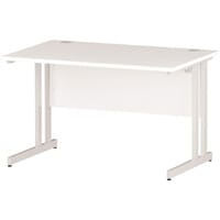 Impulse Rectangular Office Desk W1200xD800xH730mm White Double Cantilever Legs White Top