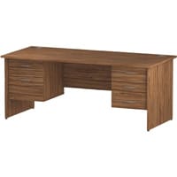 Impulse Rectangular Office Desk W1800xD800xH730mm Panel End Legs Walnut - Supplied With Matching 2 & 3-Drawer Fixed Pedestals