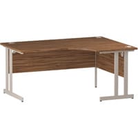 Impulse L-Shaped Corner Right Hand Double Cantilever White Leg Office Desk Walnut W1600mm