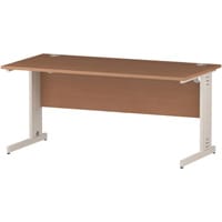 Impulse Rectangular Office Desk W1600xD800xH730mm White Cable Managed Legs Beech Top