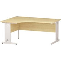 Impulse L-Shaped Corner Left Hand Cable Managed White Leg Office Desk Maple W1600mm