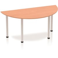 Impulse Modular Semi-Circular Table Beech with Silver Tubular Steel Frame W1600xD800mm