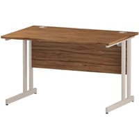 Impulse Rectangular Office Desk W1200xD800xH730mm White Double Cantilever Legs Walnut Top