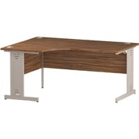 Impulse L-Shaped Corner Left Hand Cable Managed White Leg Office Desk Walnut W1600mm