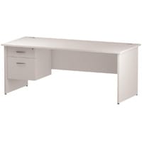 Impulse Rectangular Office Desk W1800xD800xH730mm Panel End Legs White - Supplied With Matching 2-Drawer Fixed Pedestal