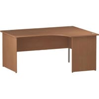 Impulse L-Shaped Right Hand Office Desk W1800xD1200/800xH730mm Panel End Legs Beech