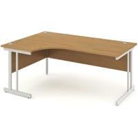 Impulse L-Shaped Left Hand Office Desk W1800xD1200/800xH730mm Silver Double Cantilever Legs Oak Top