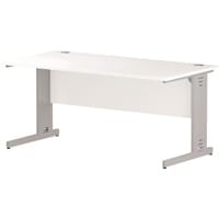 Impulse Rectangular Office Desk W1600xD800xH730mm White Cable Managed Legs White Top