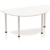 Impulse Modular Semi-Circular Table White with Silver Tubular Steel Frame W1600xD800mm