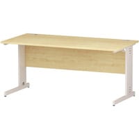 Impulse Rectangular Office Desk W1600xD800xH730mm White Cable Managed Legs Maple Top