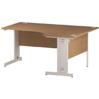Impulse L-Shaped Corner Right Hand Cable Managed White Leg Office Desk Oak W1600mm