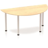 Impulse Modular Semi-Circular Table Maple with Silver Tubular Steel Frame W1600xD800mm