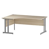 Impulse L-Shaped Left Hand Office Desk W1800xD1200/800xH730mm Silver Double Cantilever Legs Maple Top