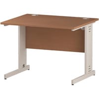 Impulse Rectangular Office Desk W1000xD800xH730mm White Cable Managed Legs Beech Top