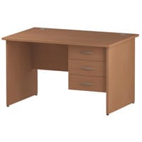 Impulse Rectangular Office Desk W1200xD800xH730mm Panel End Legs Beech - Supplied With Matching 3-Drawer Fixed Pedestal