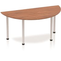 Impulse Modular Semi-Circular Table Walnut with Silver Tubular Steel Frame W1600xD800mm