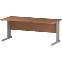 Impulse Rectangular Office Desk W1800xD800xH730mm Silver Cable Managed Legs Beech Top