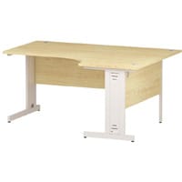 Impulse L-Shaped Corner Right Hand Cable Managed White Leg Office Desk Maple W1600mm